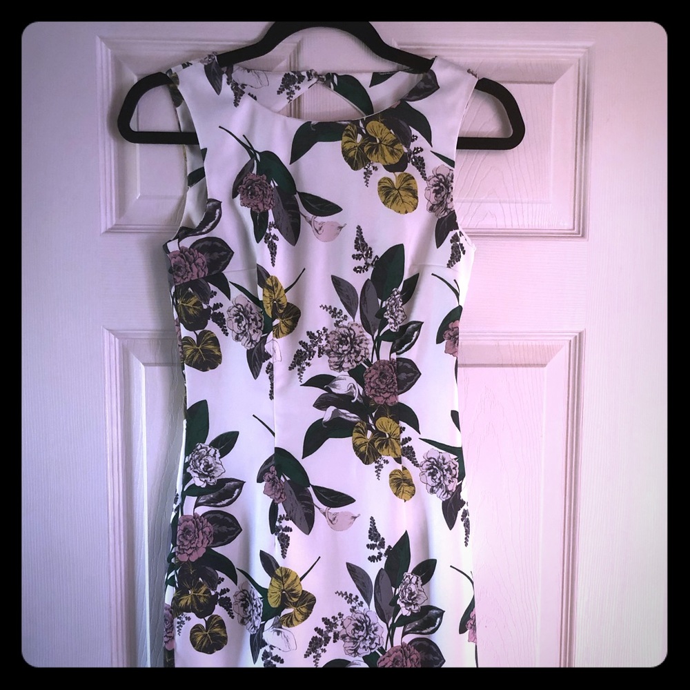 Knee length dress.
